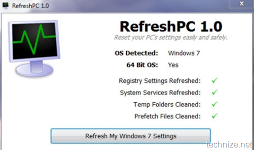 RefreshPC - Restore system to default settings