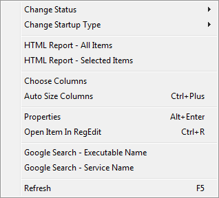 ServiWin context menu