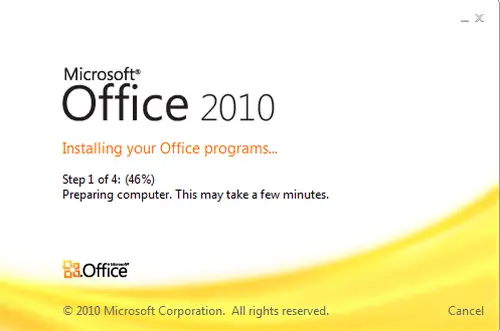 Microsoft Office Starter 2010 loading