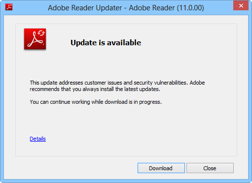 Adobe Reader update available