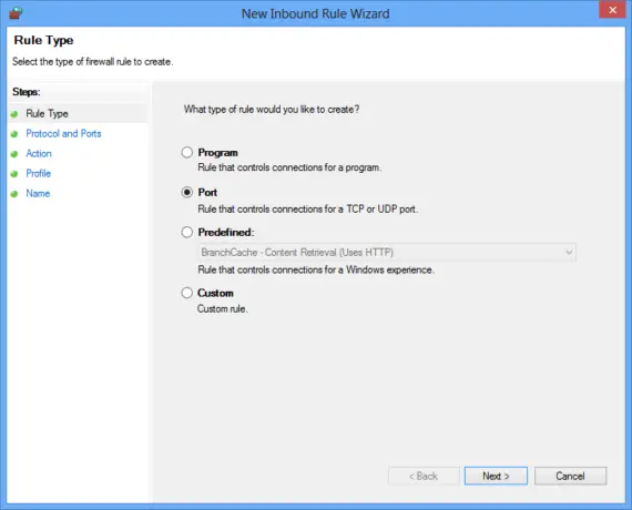 New inbound rule type