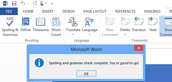 Spell and Grammar Checker Microsoft Word Windows 8