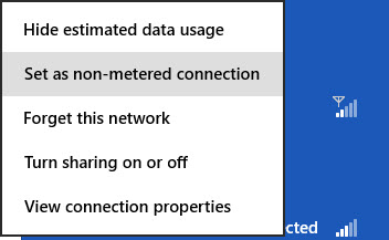 set as non-metered connection in windows 8