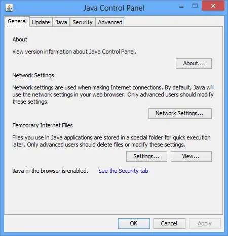 Java Control Panel