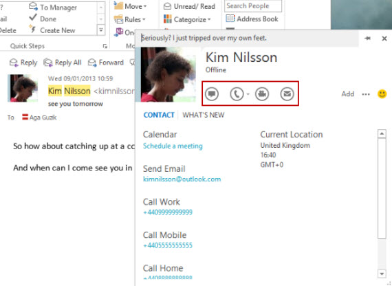how to add skype link in outlook email signature
