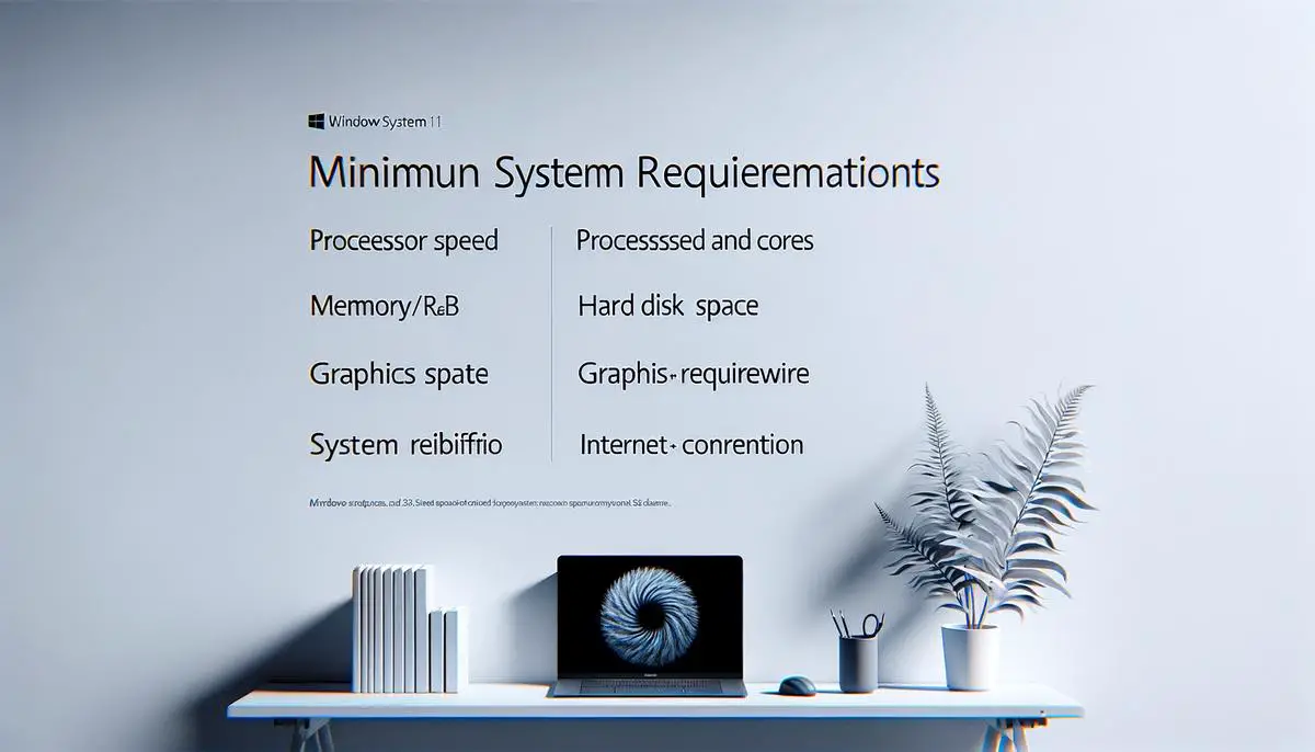 An image showing the minimum system requirements for Windows 11 listed in text format.