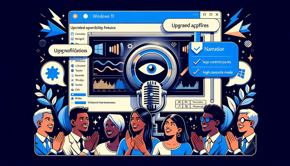 Image of Windows 11 Narrator enhancements, showcasing improved accessibility features for those with visual impairments