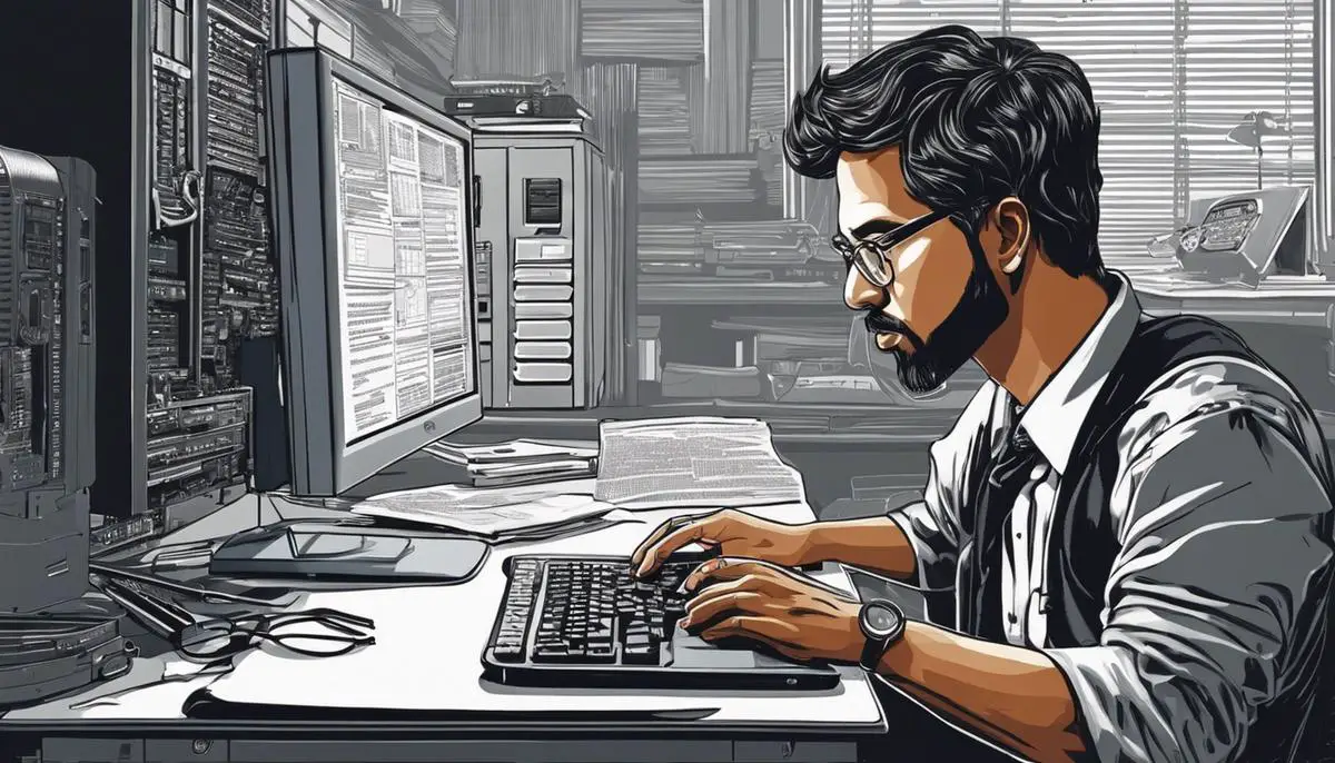 Illustration of a person copying and pasting on a computer