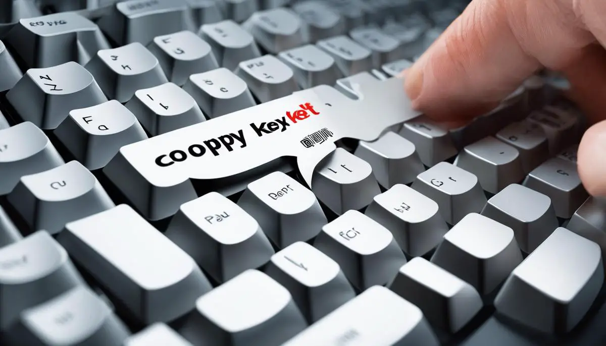 An image showing a person copying a block of text and pasting it elsewhere, representing the functionality of the copy shortcut key.