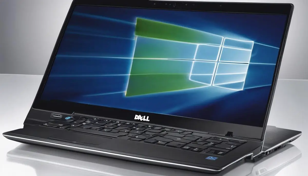 A Dell laptop displaying a black screen