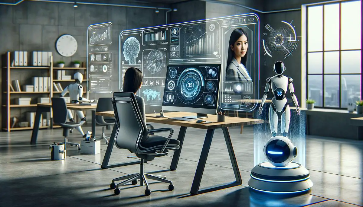 Conceptual image showing advanced technology in a modern workspace