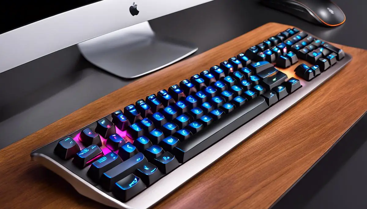 Keyboard with colorful shortcut keys