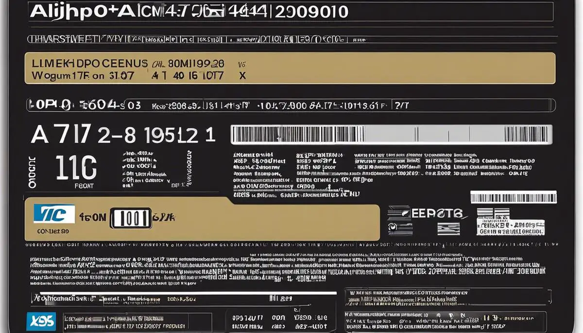 A close-up image of a laptop's serial number sticker, showing the alphanumeric code for laptop identification