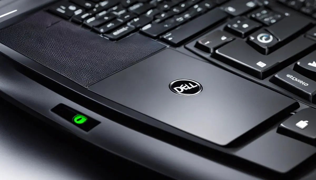 Image of a power button on a Dell laptop