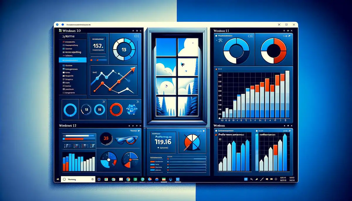 Comparison of Windows 11 and Windows 10, showcasing performance enhancements and hardware requirements