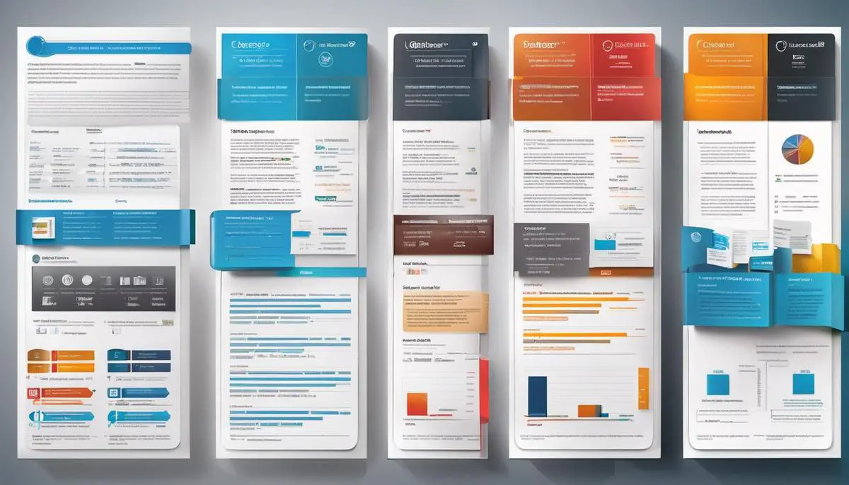 A visual representation of different Word document formats with labels and icons to represent each format.